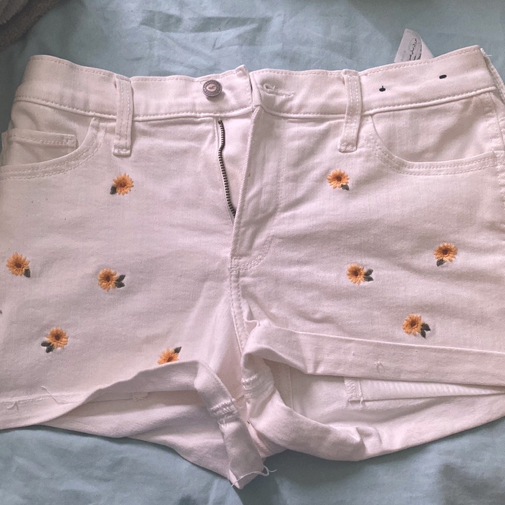 White Flower Hollister Shorts
